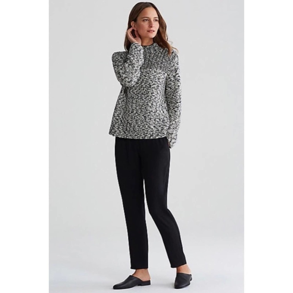 Eileen Fisher Peruvian Organic Cotton Box Fit Black & White Sweater Size M